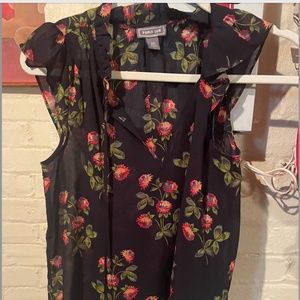 Navy Floral Point Sur Blouse